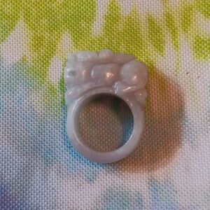 Natural Jade 75.00 ctw Carved Pixiu Band Ring